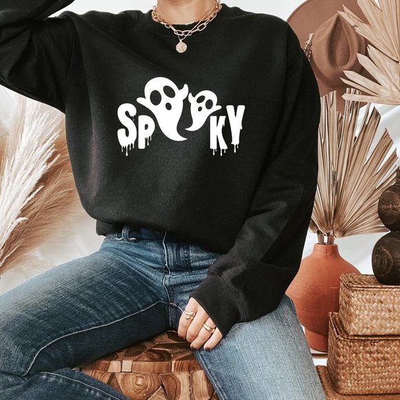 Ghost Spooky Black Sweatshirt - Picture 2 of 5